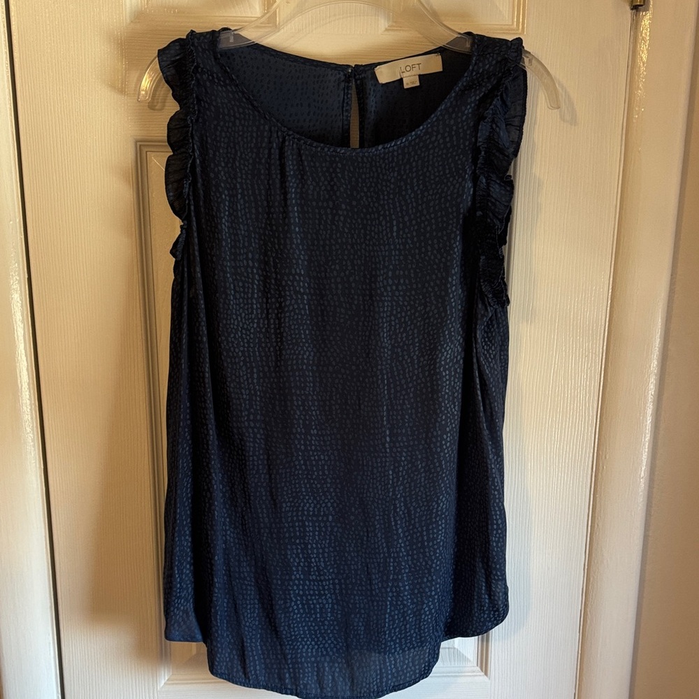 LOFT Dark Blue Textured Sleeveless Blouse